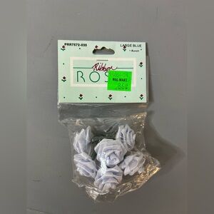 Wangs International Craft Vintage Miniature Large Blue Babydoll Ribbon Roses NEW